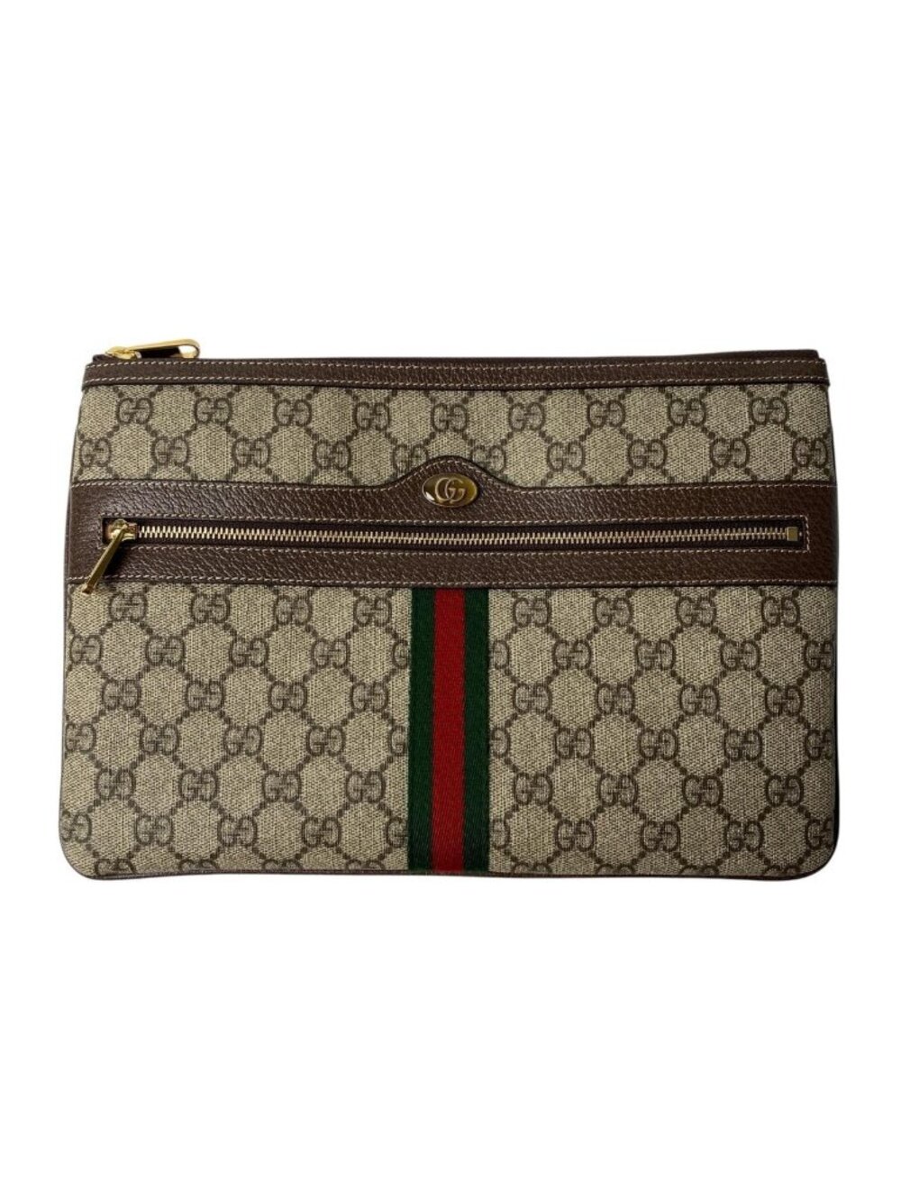 Gucci GG Supreme Clutch Brown Beige